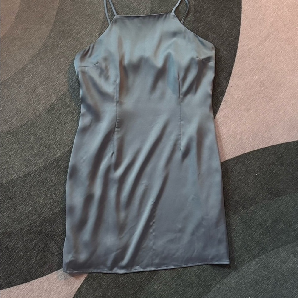 Abercrombie & Fitch Blue Silver Satin Slip Dress